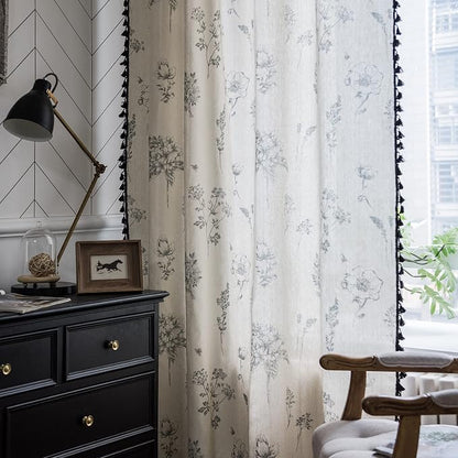 Sutuo Home Boho Curtain with Handmade Tassels, Rod Pocket Window Treatment - Image 3
