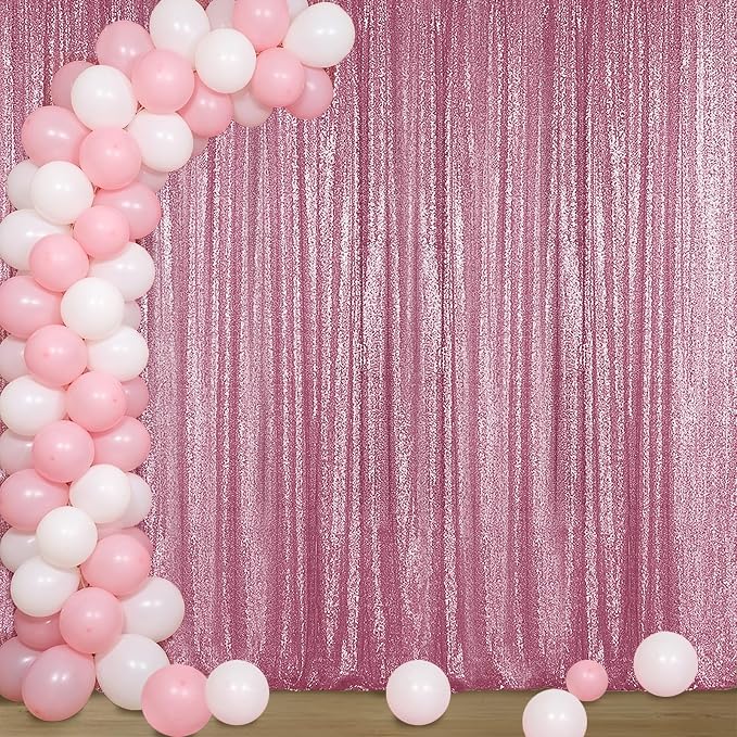 Sugargirl Pink Sequin Backdrop Curtain 4FTx8FT Glitter Pink Background Drapes by Sugargirl