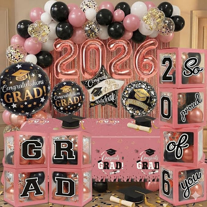 Black and Pink Graduation Decorations Class of 2026 - Image 3