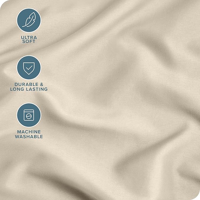 Bare Home Microfiber Bulk Pillow Cases - Standard/Queen Size Set of 4 - Cooling Pillowcases - Double Brushed - Sand Pillowcases 4 Pack - Easy Care (Standard - 4 Pack, Sand)