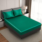 Blackish Green Satin Pillowcase Standard Set of 2 with Envelope Closure，Blackish Green Silk Pillowcase for Hair and Skin (20x26)