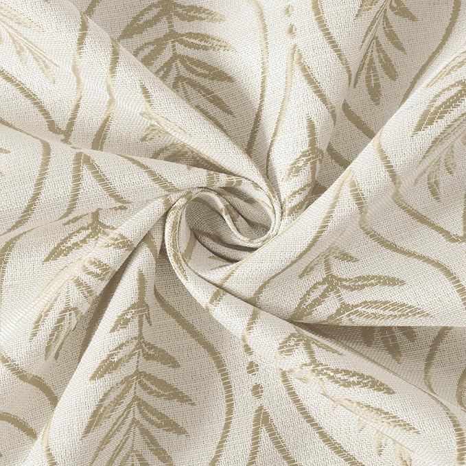 BGment Beige Leaf Jacquard Curtains - Image 7
