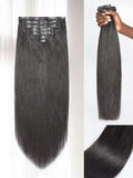 LUVME Seamless Clip in Hair Extensions Human Hair 135g 7pcs Yaki Straight Clip in Hair Extensions Human Hair 24 Inch Natual Black Extensions Clip ins Hair