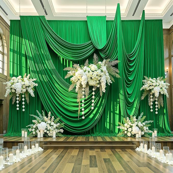 10x12 ft Green Backdrop Curtains - Image 7