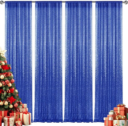 2×8FT-4PCS Royal Blue Sequin Backdrop Curtains Panels, Photography Backdrop - Image 8