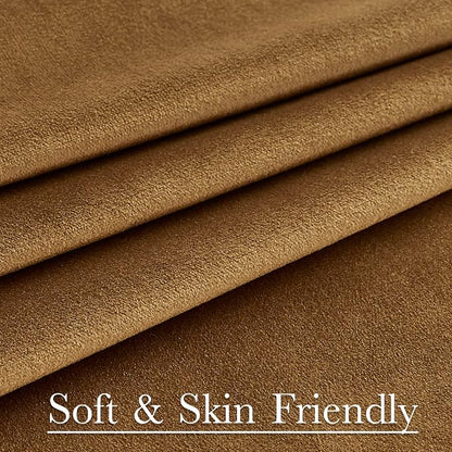 Doorway Curtain Back Tab Gold Brown Velvet Thermal Insulated Sliding Door - Image 7
