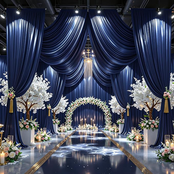 20x10ft Navy Blue Glitter Backdrop Curtain - Image 3