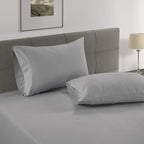 LANE LINEN 100% Organic Cotton Pillowcases - Standard Size and Crisp Cool Percale Weave Sleeping Pillow Covers Set of 2 Silver