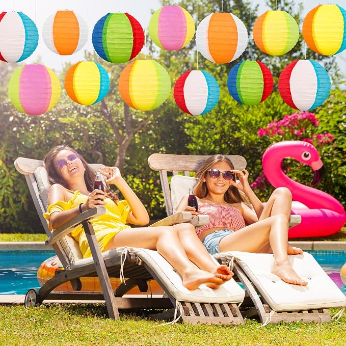 ‎Renbuzhu 15PCS Pool Party Decorations Beach Ball Paper Lanterns - Image 4