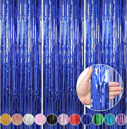 5 Pack 3.3 x 9.9 ft Dark Blue Fringe Backdrop Streamers Party Decorations | by Crosize