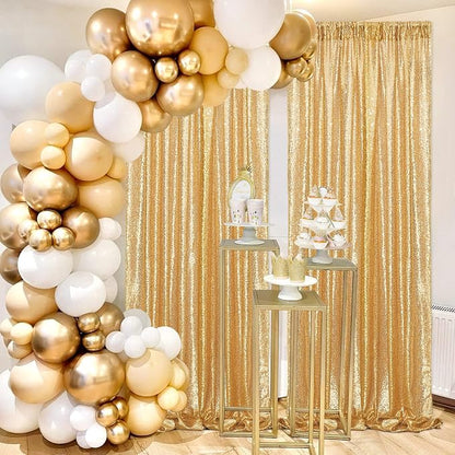 Gold Sequin Backdrop Curtains Party Photo Glitter Drapes 2 Pcs 2FTx8FT | - Image 8