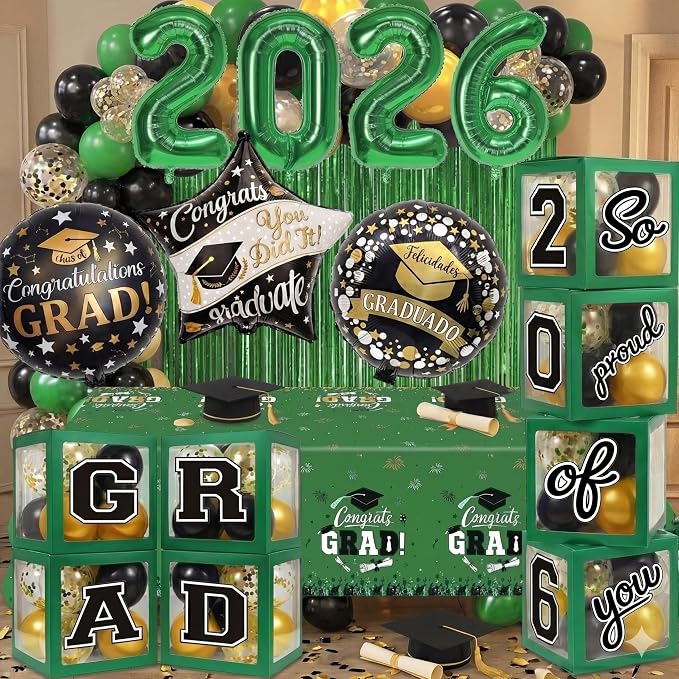 Black and Green Graduation Decorations Class of 2026 - Image 3