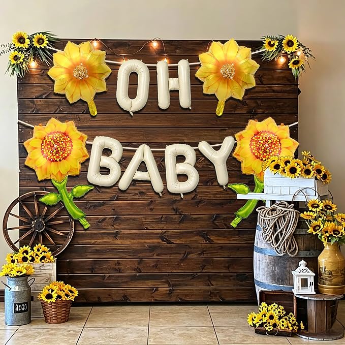 5Pcs Oh Baby Balloon Sunflower Balloons - Image 5