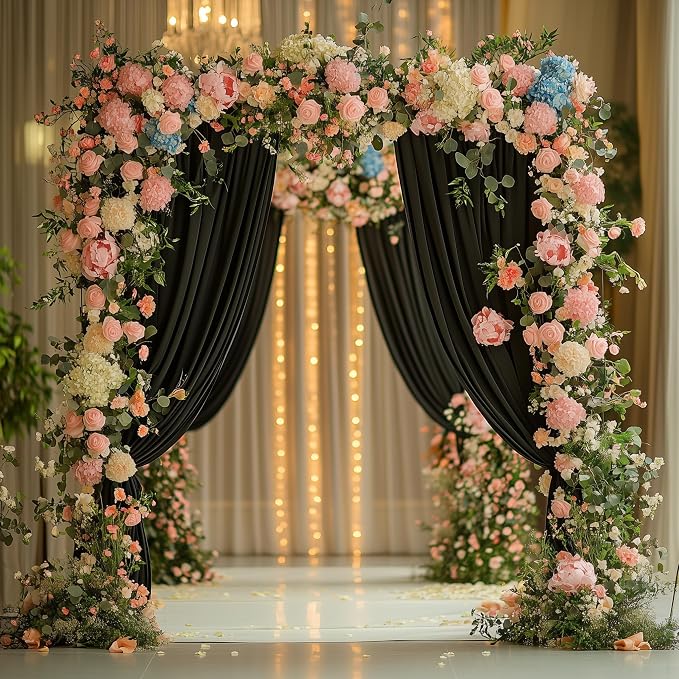 Black Backdrop Curtain for Parties Backdrop Drapes, 4 Panel 5x8FT - Image 6