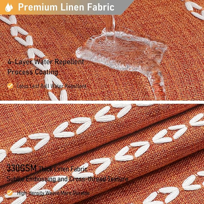 72x84 Long Farmhouse Linen Heavy Duty Shower Curtain Set, Burnt Orange | Tall - Image 4