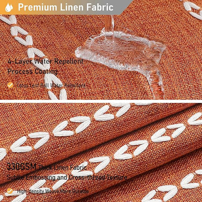 72x96 Extra Long Linen Heavy Duty Shower Curtain Set, Burnt Orange | Extra Tall - Image 4