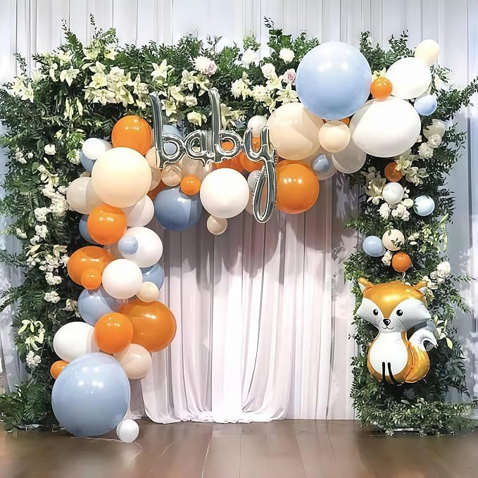 Burnt Orange and Blue Fall Balloons, 12 Inch 35PCS Dusty Blue Orange Taupe - Image 6