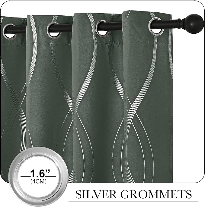 NICETOWN Blackout Curtains 84 inch Length 2 Panels Set, Dark Mallard, Noise - Image 4