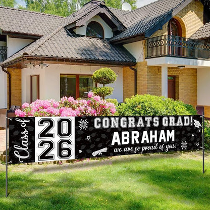 Graduation Congratulations Banner Decorations, Class 2026 Personalized by RAGNHILD