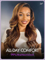 LUVME HAIR 7x6 HD Lace All-Day Comfort Wig 200% Density Hair PartingMax Lace Wigs Highlight Color Loose Body Wave Lace Front Wigs Human Hair Pre Cut Plucked Lace Frontal Glueless 22 Inches Mix Brown