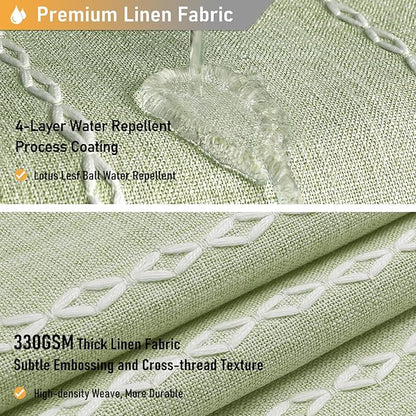 54x78 Boho Farmhouse Linen Heavy Duty Shower Curtain Set, Sage Green | Narrow - Image 4