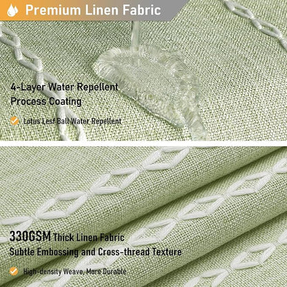 60x72 Boho Farmhouse Linen Heavy Duty Shower Curtain Set, Sage Green | Narrow - Image 4