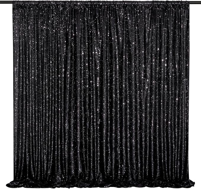 Black Backdrop Curtains 2 Pcs 5FTx10FT Sequin Party Curtains Seamless Background - Image 6