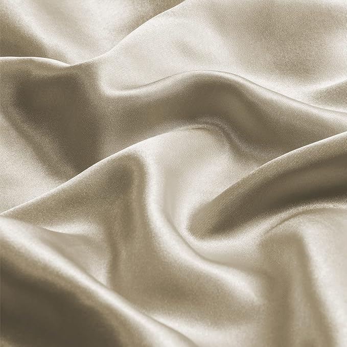BEDELITE Satin Pillowcase with Zipper, Taupe Pillow Cases Queen Size Set of 2, Super Soft and Cooling Similar to Silk Pillow Cases, Gift for Women Men(20x30 Inches)