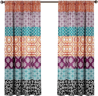 Lush Decor Bohemian Stripe Window Curtain Panels, Pair 52" W x 63" L Fuchsia & - Image 7