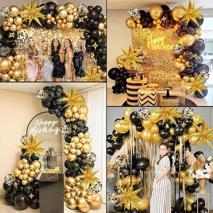 Black and Gold Balloon Arch Kit 117 PCS, and Gold Confetti Balloons, Party - Image 6