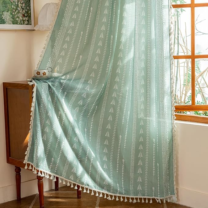 Boho Sage Green Curtains - Image 2