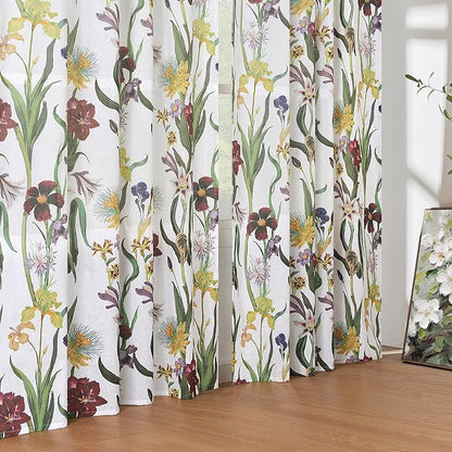 Schweek White Floral Curtains 84 Inch Long 2 Panels - Image 7
