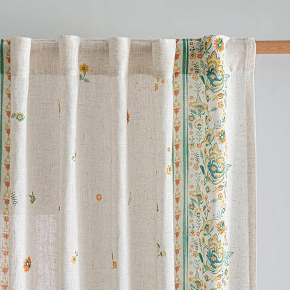 MYSKY HOME Boho Floral Curtains 63 inch Linen Blend - Image 7