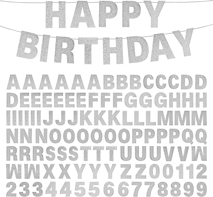 DIY Banner Kit with Letters Glitter Banner Letters Customizable Birthday by mifengda