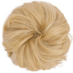 FESHFEN Messy Bun Hair Piece - Large Elastic Wavy Curly Hair Bun Scrunchies Ponytail Extensions Synthetic Chignon Hairpieces for Women, Champagne Blonde 1.94oz