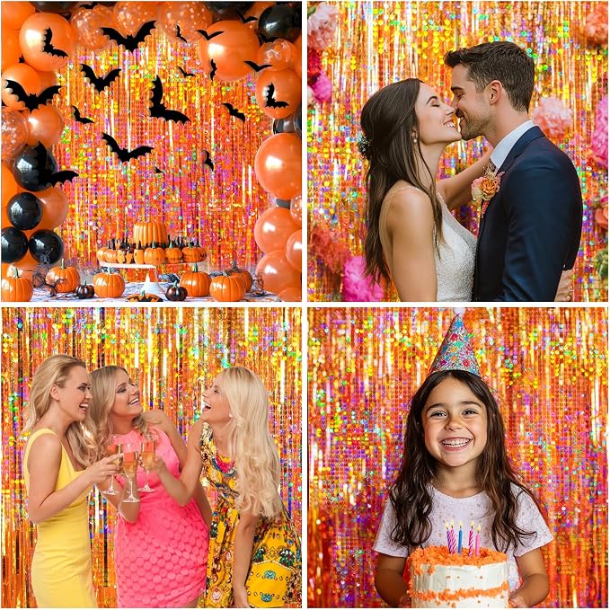 4 Packs Orange Foil Fringe Curtain, Baby Shower, Thanksgiving, Friendsgiving - Image 4