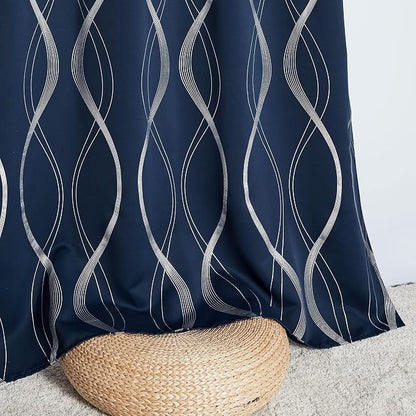 NICETOWN Navy Blue Blackout Curtain Panels 84 inches Long, Window Treatment - Image 5