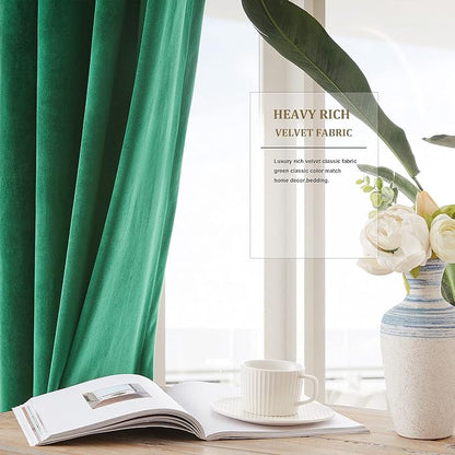 Velvet Green Grommet Blackout Curtains 120 inch Length - Image 5