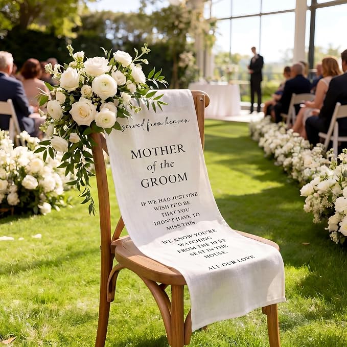 HunnmingRe Groom Mother Wedding Memorial Reserved Chair Sign Banner in Loving - Image 7