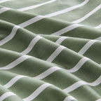 JELLYMONI 100% Natural Cotton Striped King Pillowcases Set, 2 Pack Green and White Stripes Pattern Printed Pillow Covers with Envelope Closure(Pillows are not Included)