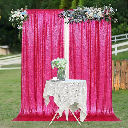 PartyDelight Hot Pink Sequin Backdrop Curtains 5x10ft 2 Panels | Sparkly 3mm - Image 7