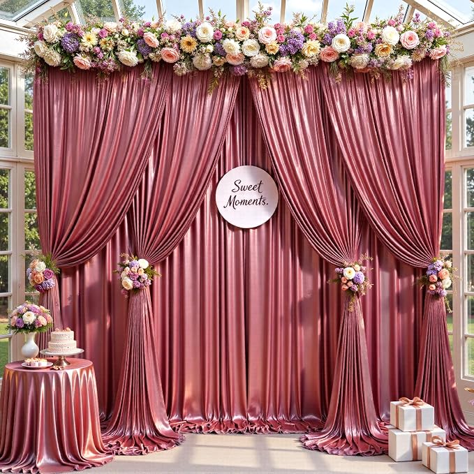 20x10ft Thick Rose Gold Glitter Backdrop Curtain Panels - Image 8