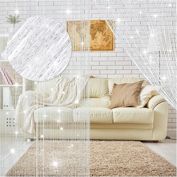 WILLBOND 4 Pcs String Curtains Glitter Fringe Curtains by Willbond+Technology+Limited