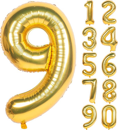 40In Large Gold Number Balloon 9 Aluminum Foil Mylar Big Number Balloon 0-9 | by Exquisitehighqualitypartydecorationstomeetyoureveryneed%EF%BC%81