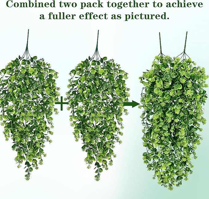 4Pcs Fake Hanging Plants 3ft Fake Plants Vines Greenery | UV Resistant Faux - Image 7
