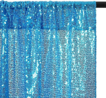 Eternal Beauty Turquoise Sequin Backdrop Curtains, 2 Panels 2x8FT | 3mm Sparkle - Image 5