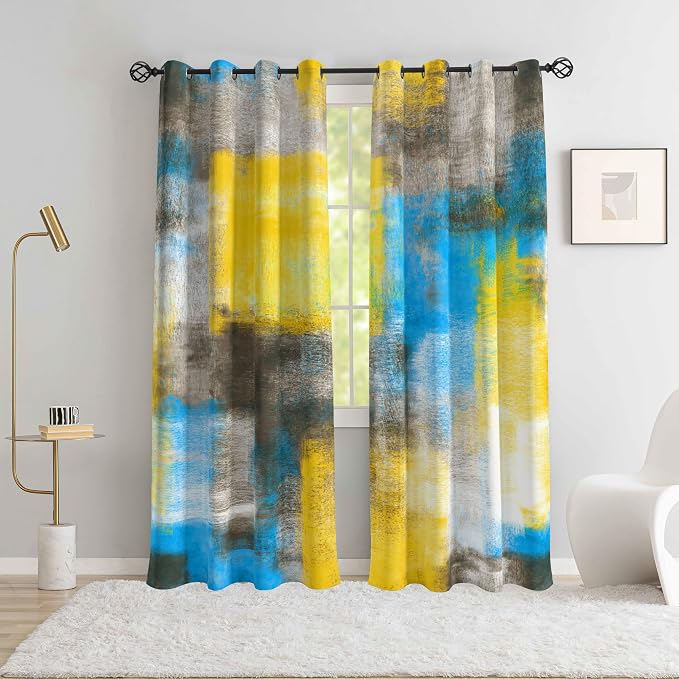 Asuexpect Abstract Curtains 2 Panels Abstract Rust Curtain Room Darkening - Image 3