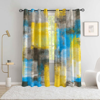 Asuexpect Abstract Curtains 2 Panels Abstract Rust Curtain Room Darkening - Image 3