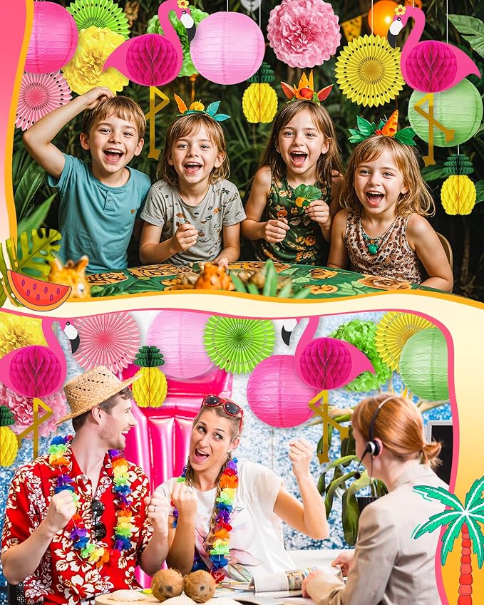 Flamingo Hawaiian Luau Party Decorations, Pool Summer Tropical Decorations | - Image 3