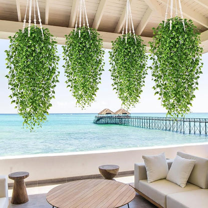 4Pcs Artificial Hanging Plants, Fake Vines Boston Ivy | Fake Hanging Plants UV - Image 7